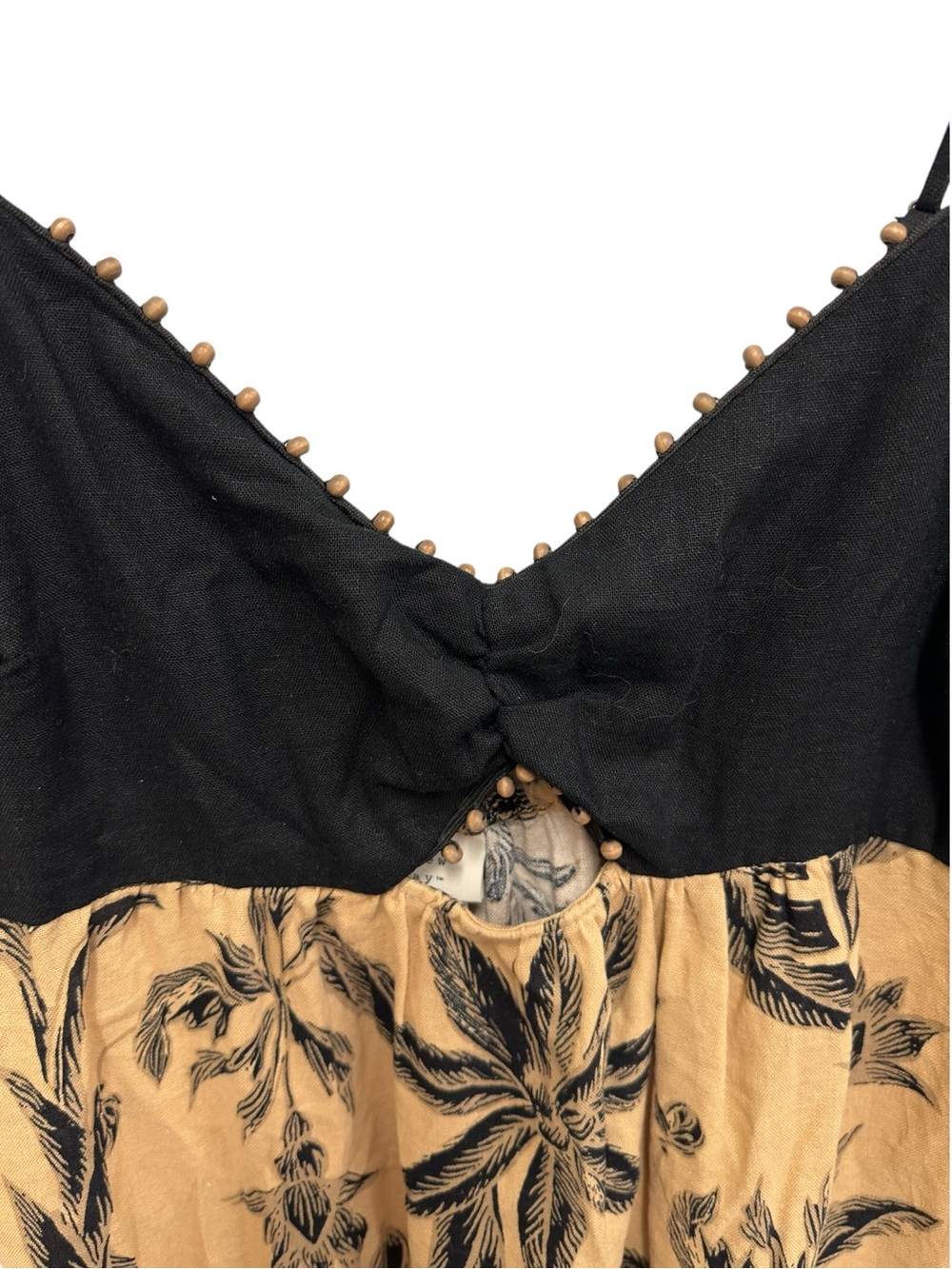 A New Day black tan tropical leaf print maxi dress with beaded trim Size M - Picture 7 of 11
